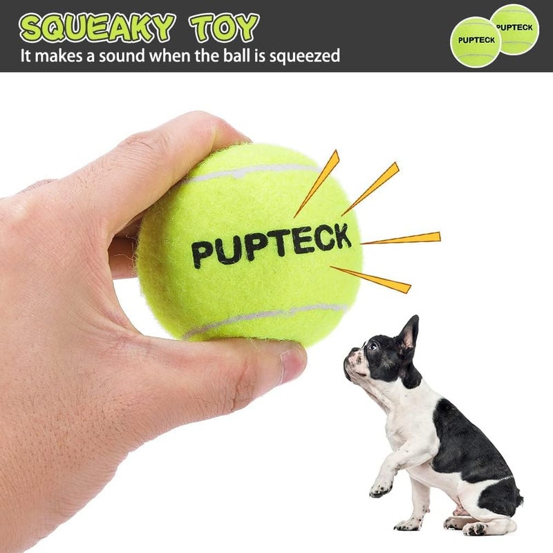 PUPTECK Squeaky Tennis Balls for Dogs, 2.5" Training Bouncy Ball Toys 12 Packs for Dogs Playing, Exercise and Fetch - Image 3
